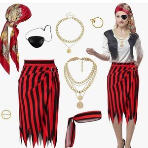 8pc Women Pirate Costume w Accessories For Halloween/Cosplay